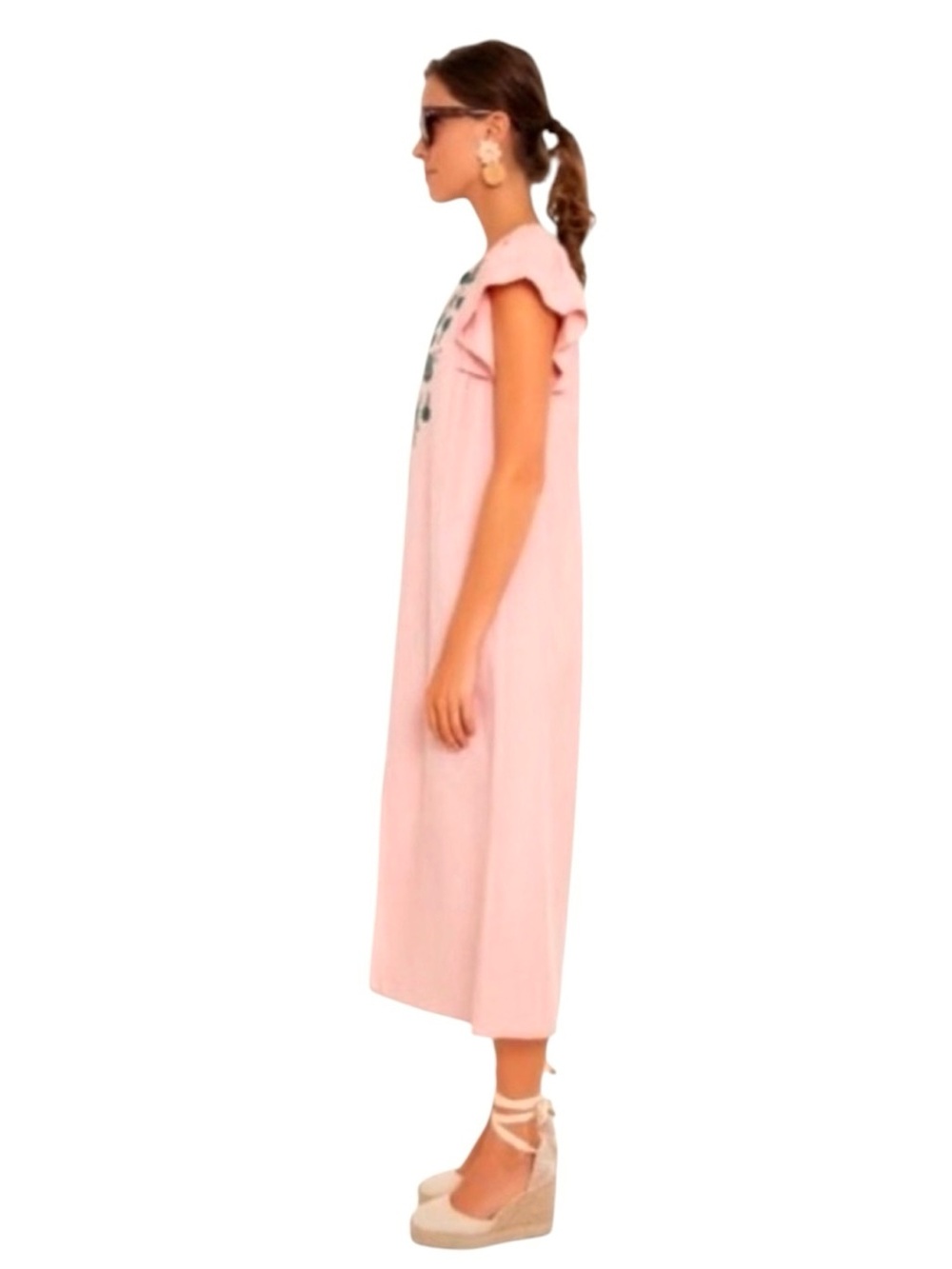 Tucknuck Pomander Place Pink Embroidered Linen Dress Size Small - Picture 3 of 14